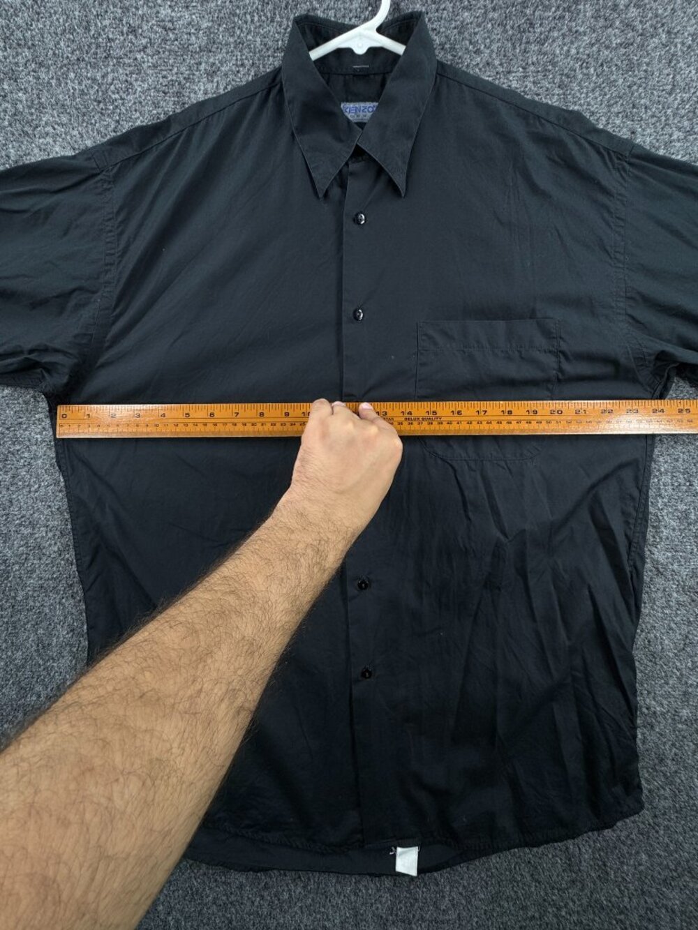 Kenzo Mens Black 16 Homme Point Long Sleeve Solid Shirt Button Up Pocket Adult - Picture 8 of 15
